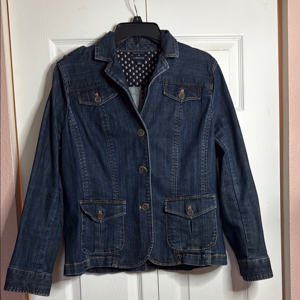 Lands End Military Chore Denim Jacket size 16